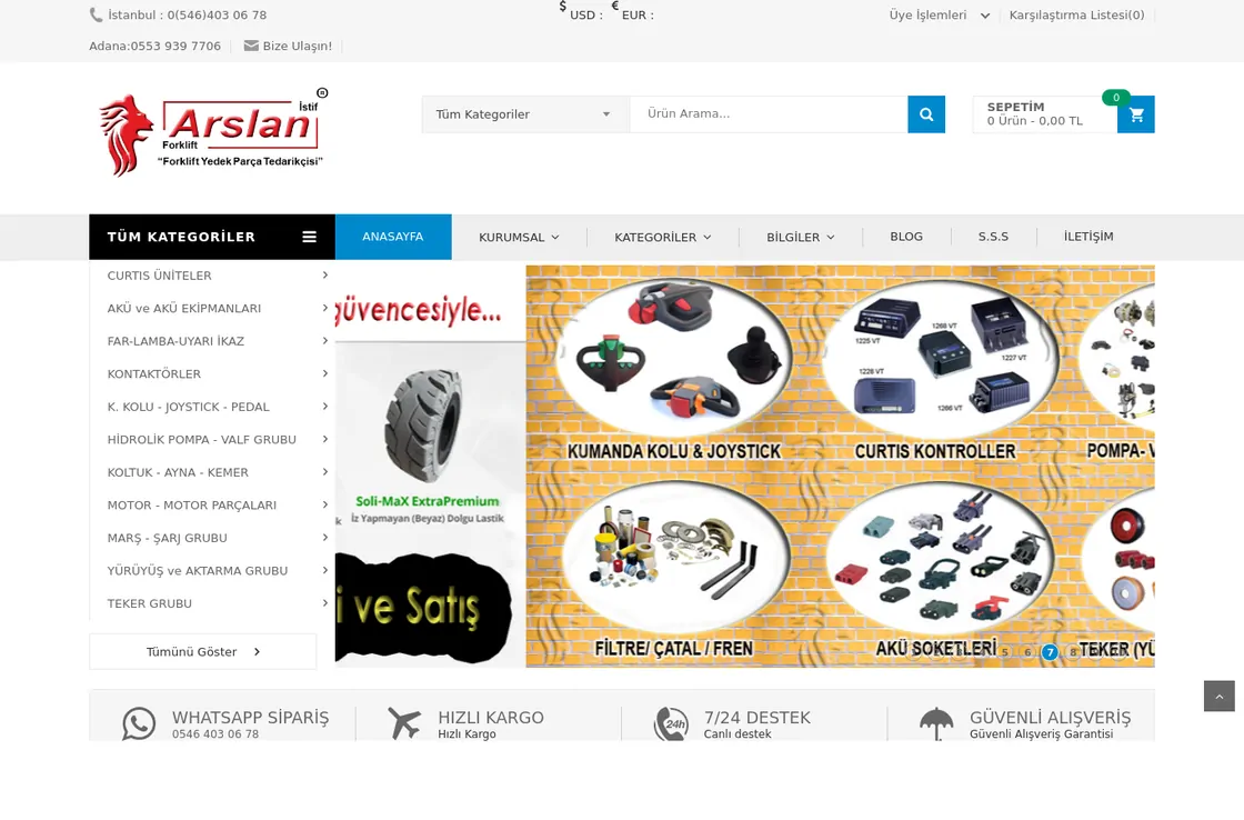 Arslan İstif web sitesi — masaüstü görünümü