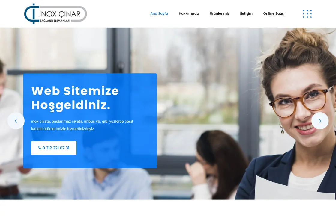 İnox Çınar web sitesi — masaüstü görünümü