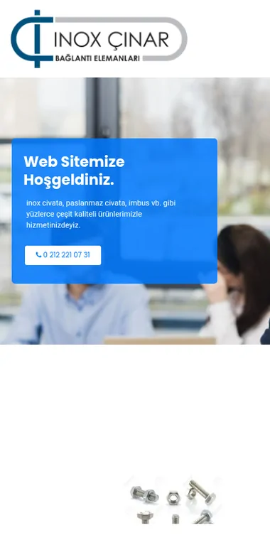 İnox Çınar web sitesi — mobil görünümü